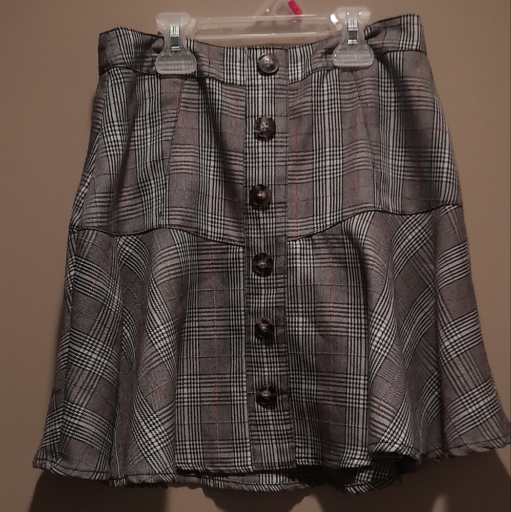 XS gray plaid mini skirt